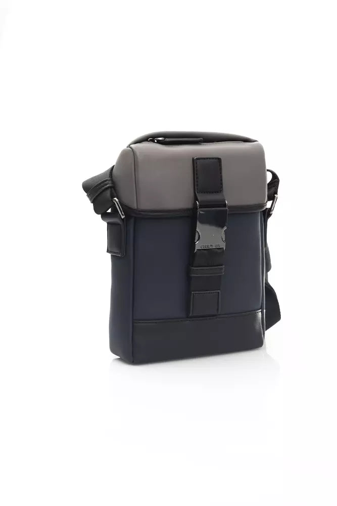 Blue Polyurethane Men Messenger Bag
