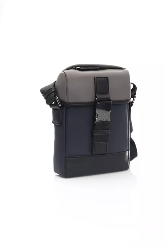 Blue Polyurethane Men Messenger Bag
