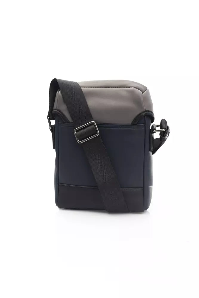 Blue Polyurethane Men Messenger Bag