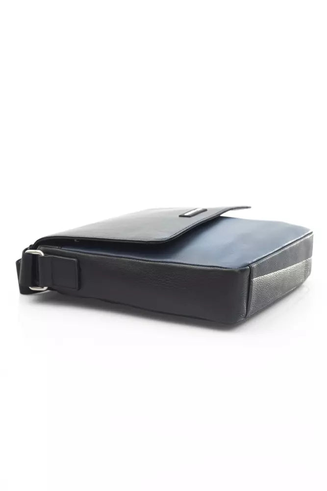 Blue Leather Men Messenger Bag