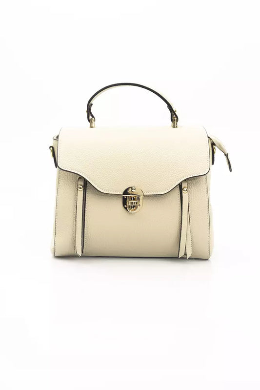 Beige Leather Women Handbag