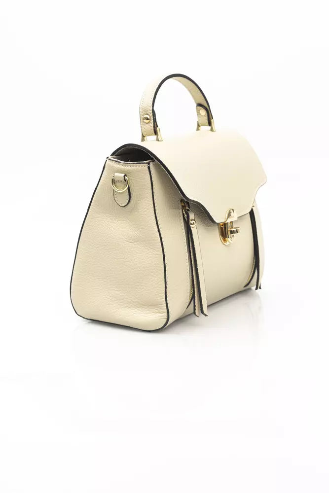 Beige Leather Women Handbag