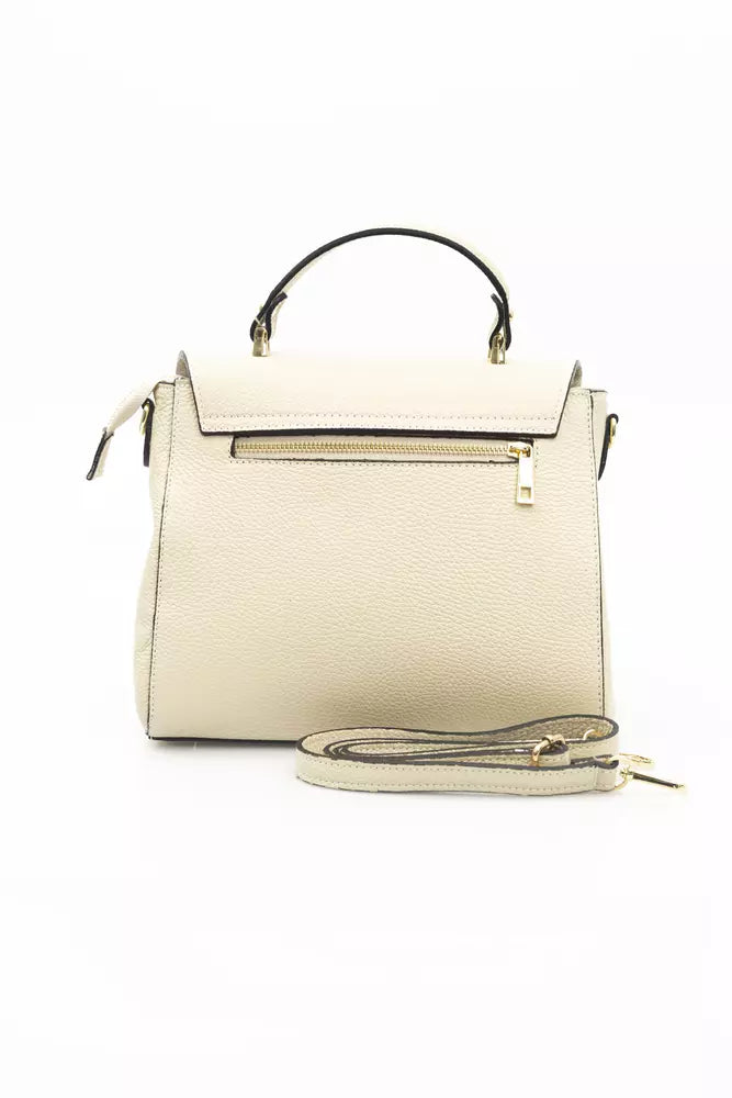 Beige Leather Women Handbag