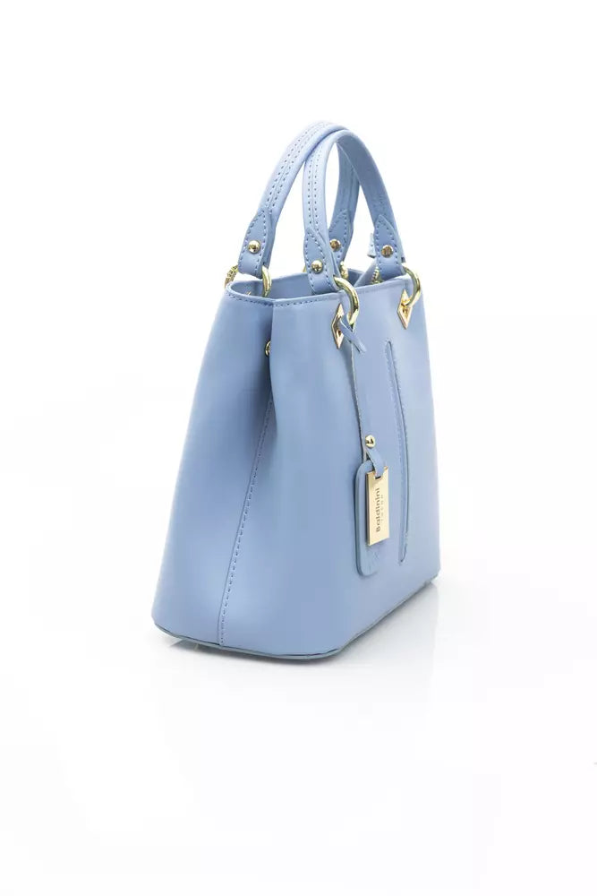 LightBlue Leather Women Handbag