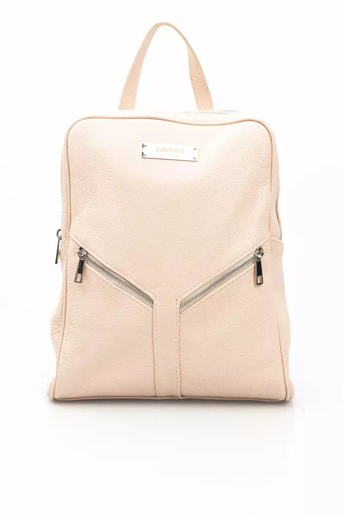 Pink Leather Women Backpack