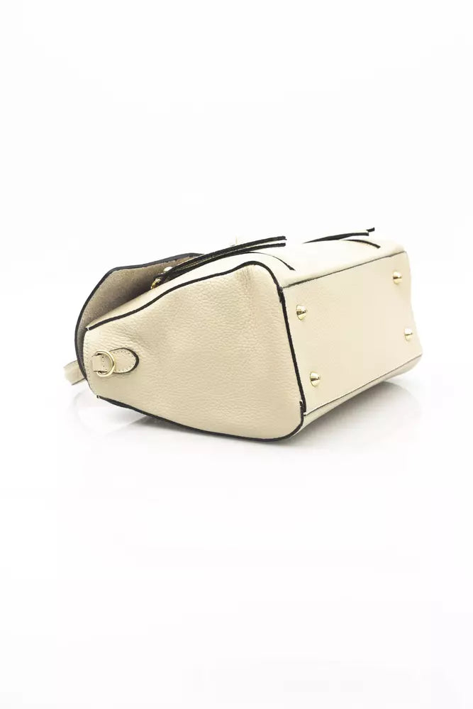 Beige Leather Women Handbag