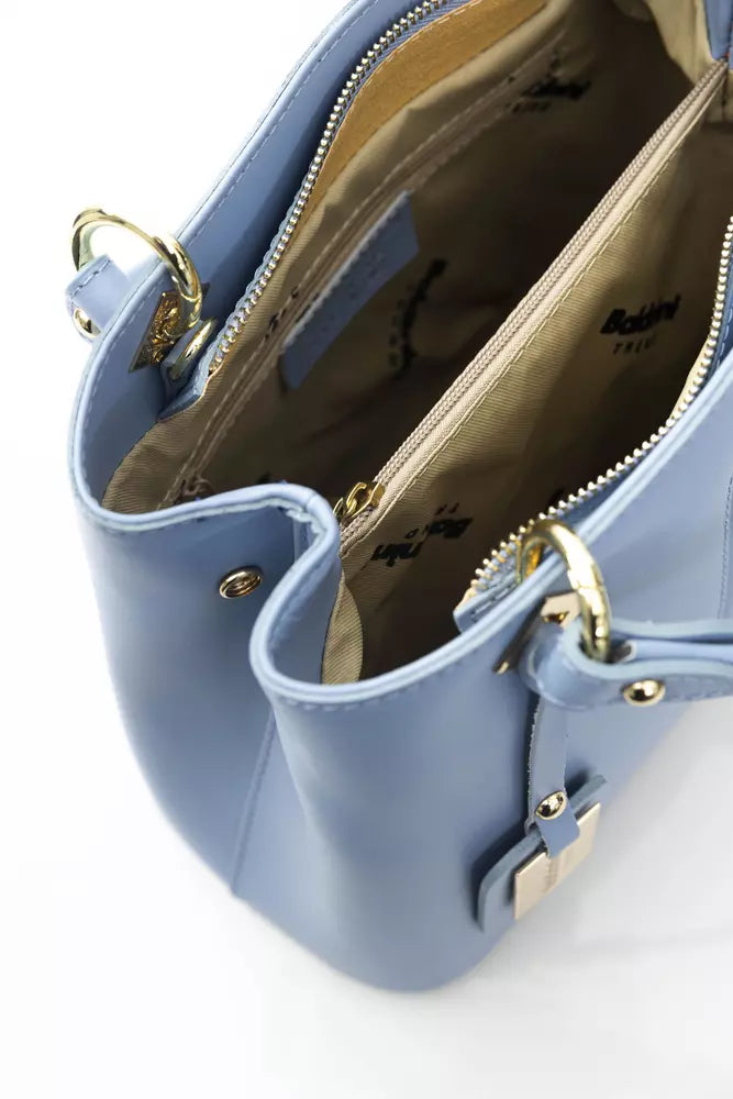 LightBlue Leather Women Handbag