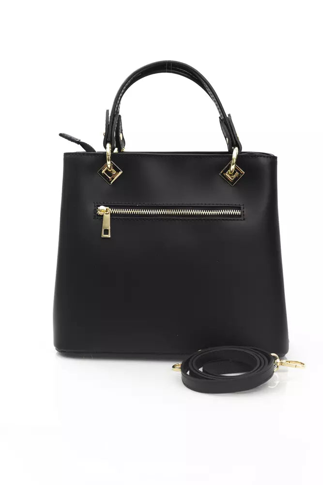 Black Cow Leather Women Handbag