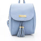 Light-Blue Cow Leather Women Backpack