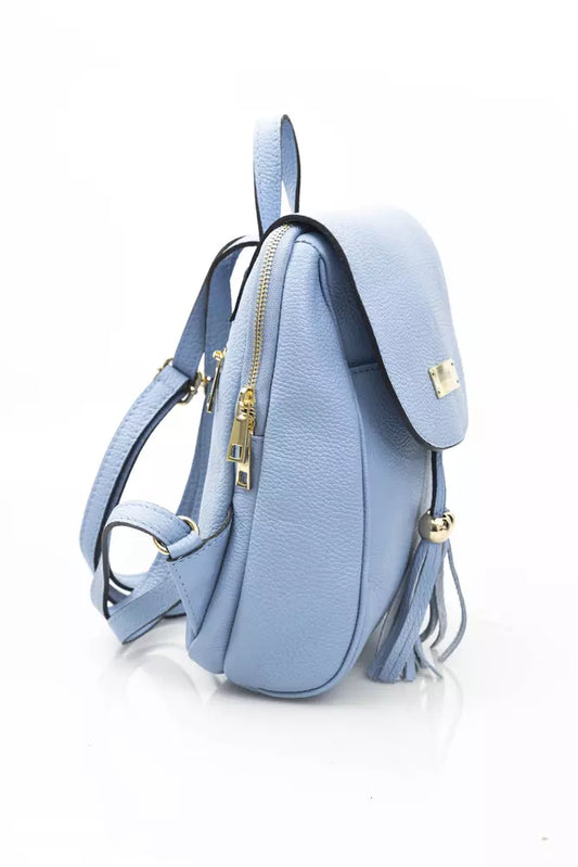 Light-Blue Cow Leather Women Backpack