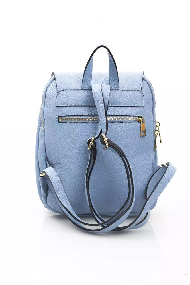 Light-Blue Cow Leather Women Backpack