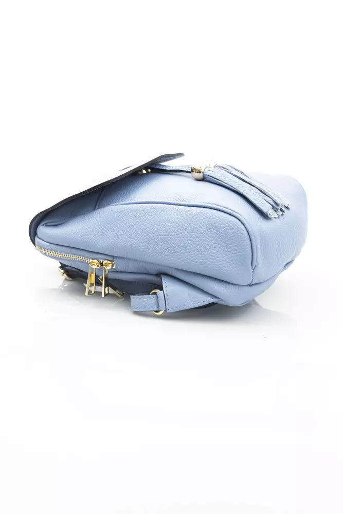 Light-Blue Cow Leather Women Backpack