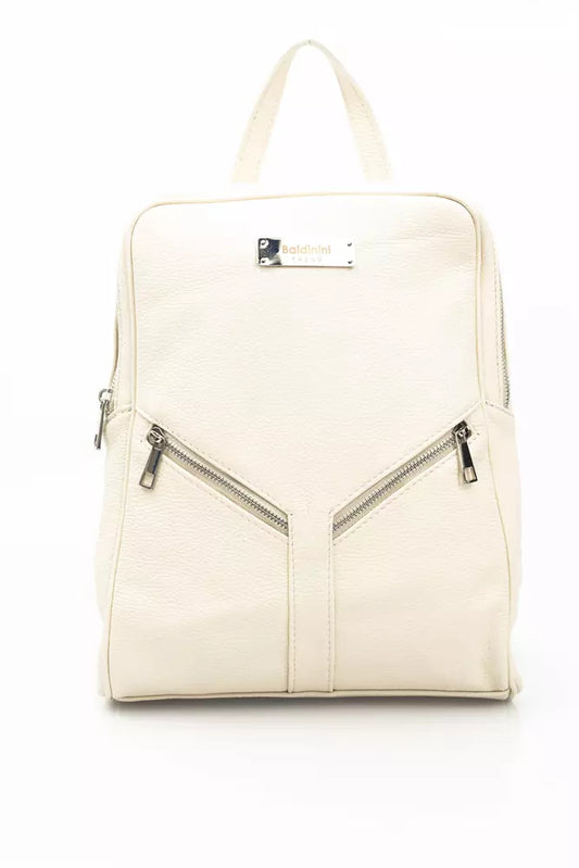 Beige Cow Leather Women Backpack