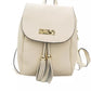 Beige Leather Women Backpack