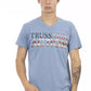 Light Blue Cotton Men T-Shirt