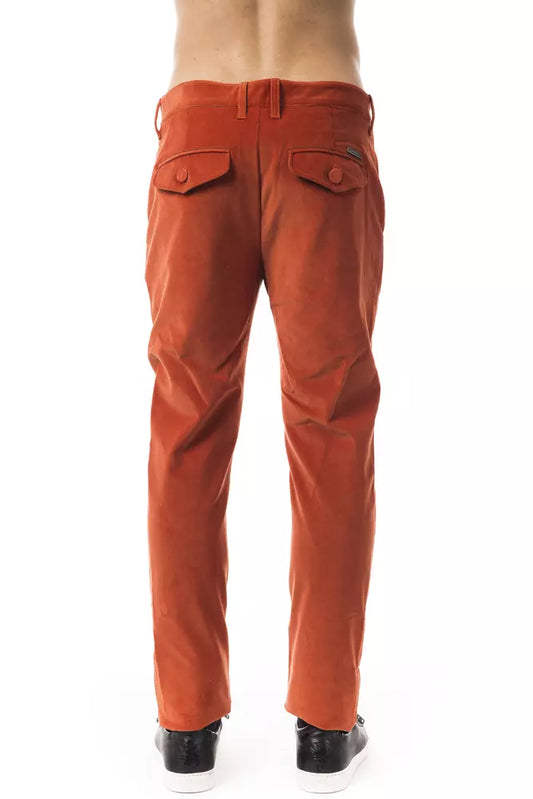 Orange Cotton Men Pants