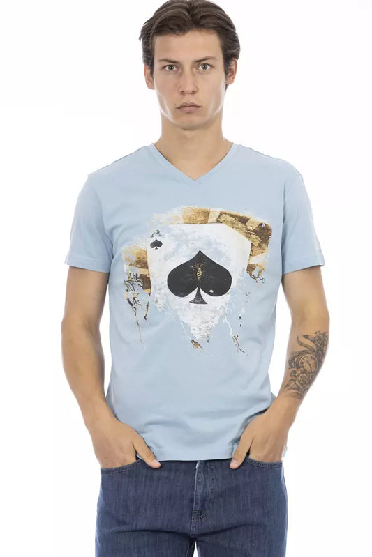 Light Blue Cotton Men T-Shirt