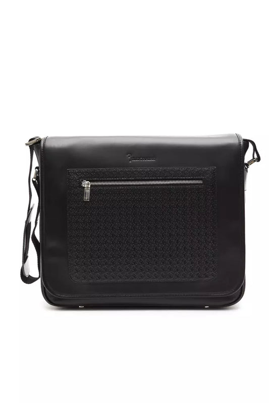 Black Leather Men Messenger Bag