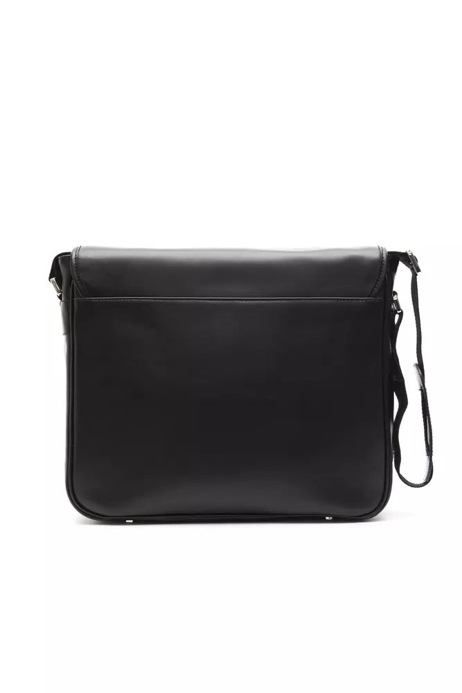 Black Leather Men Messenger Bag