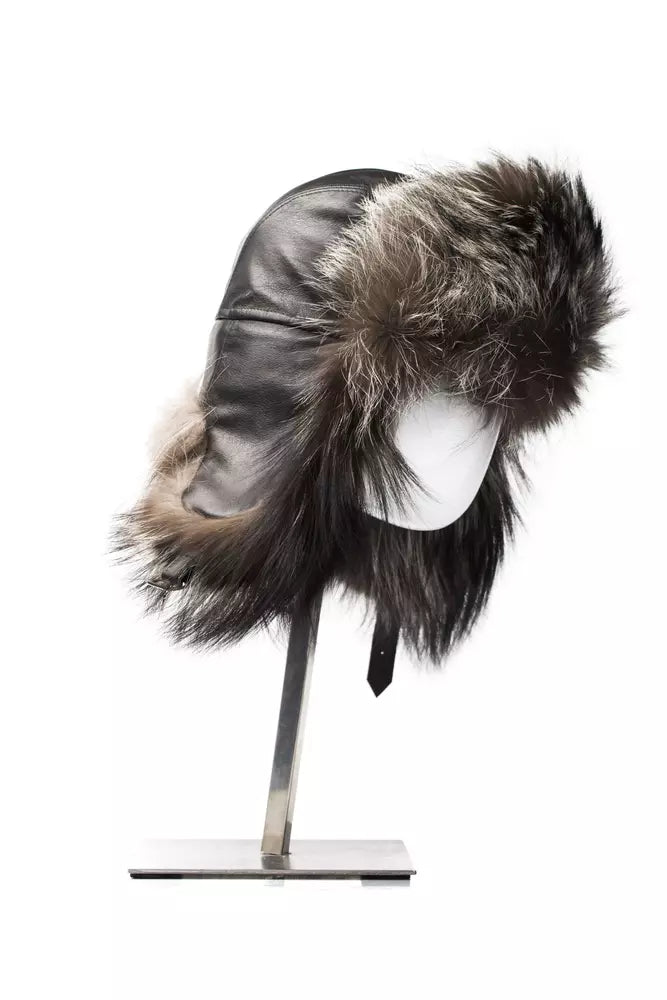 Gray Fox Fur Men Cap