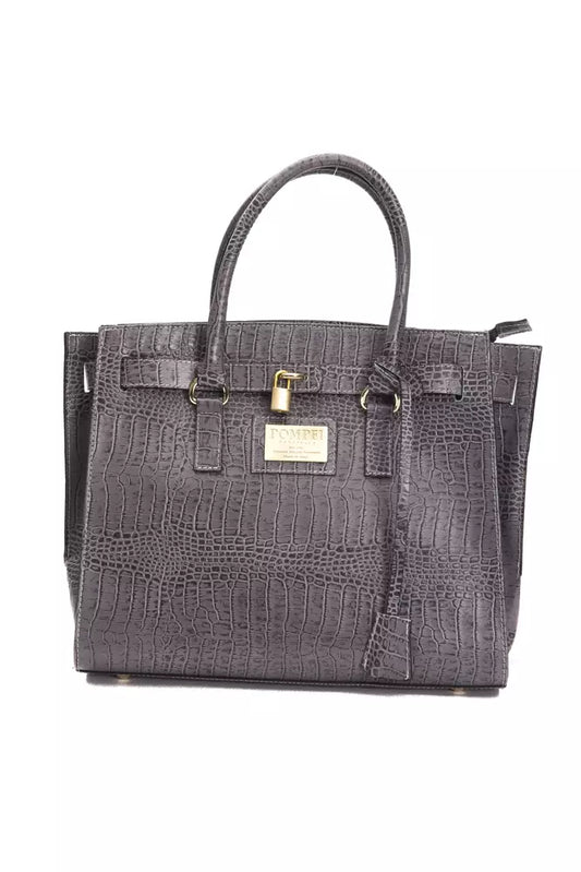 Gray Leather Women Handbag