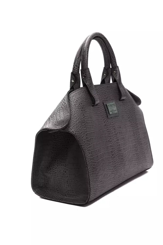 Gray Leather Women Handbag