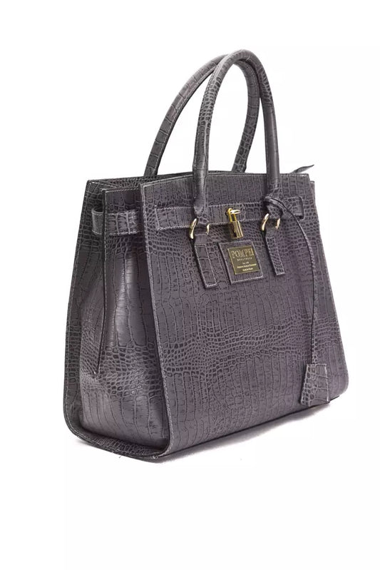 Gray Leather Women Handbag