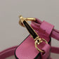 Pink Black Leather Strap Gold Metal Logo Airpods Case