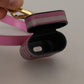 Pink Black Leather Strap Gold Metal Logo Airpods Case