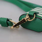 Green Leather Strap Gold Metal Logo Airpods Case