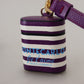 Purple Leather Strap Gold Metal Logo Airpods Case