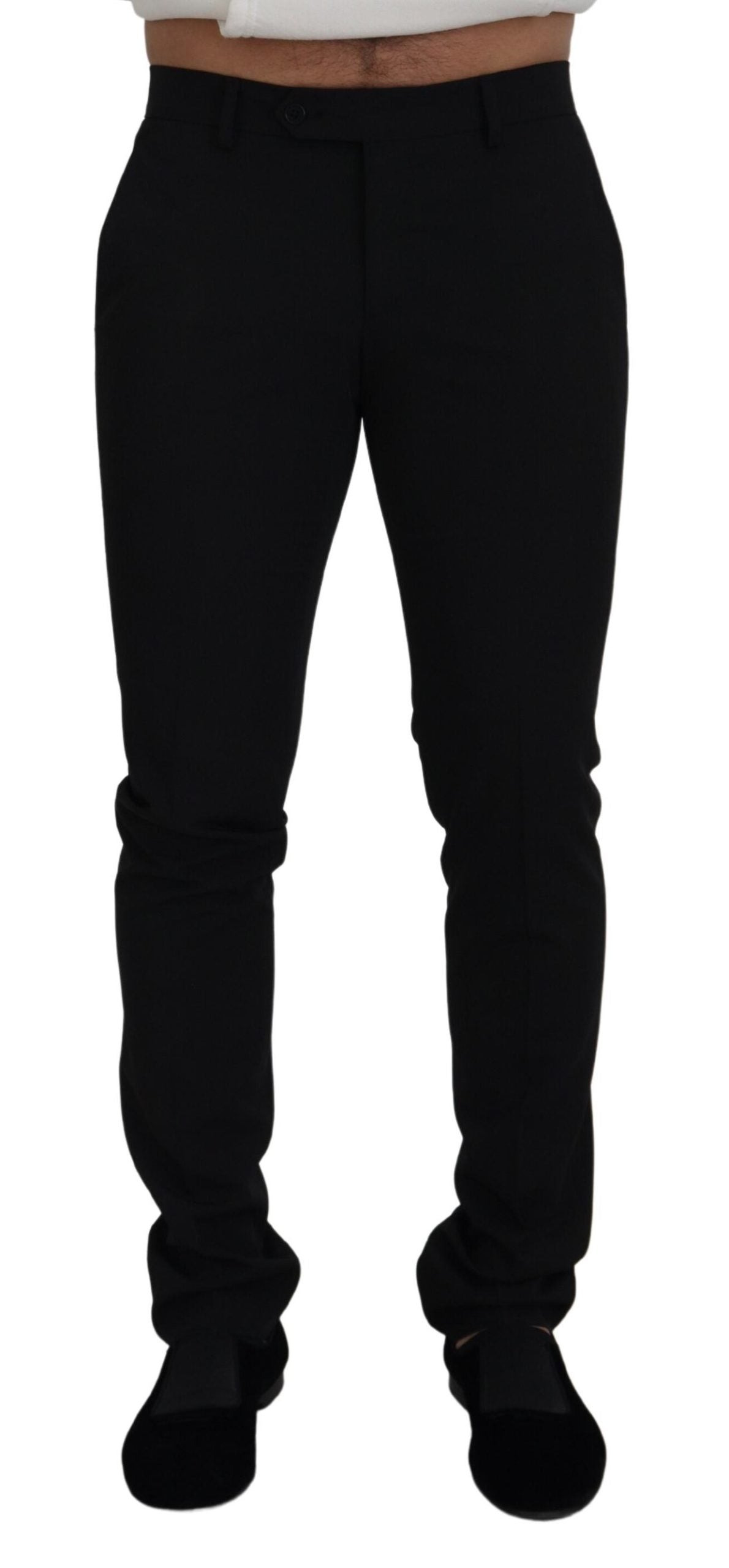 Elegant Black Stretch Cotton Pants