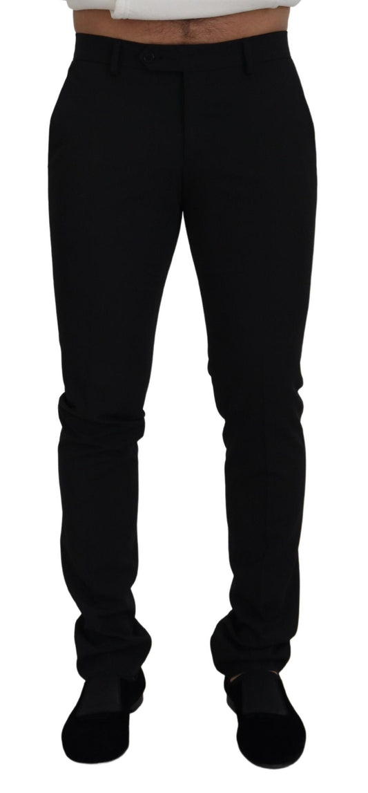 Elegant Black Stretch Cotton Pants