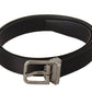 Elegant Black Leather Belt with Metal Buckle
