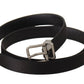 Elegant Black Leather Belt with Metal Buckle