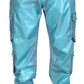 Metallic Blue Cotton Stretch Joggers