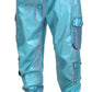Metallic Blue Cotton Stretch Joggers