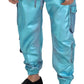 Metallic Blue Cotton Stretch Joggers