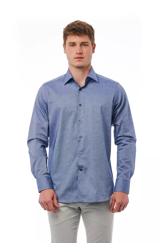 Blue Cotton Men Shirt