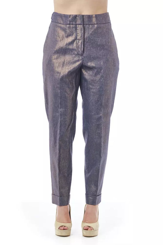 Blue Cotton Women Pants