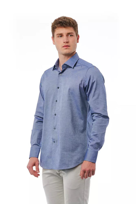 Blue Cotton Men Shirt