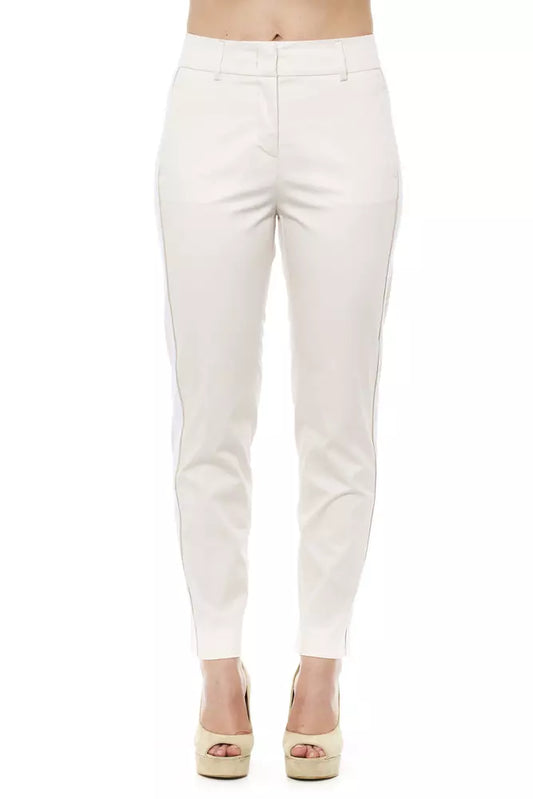 Beige Cotton Women Trouser