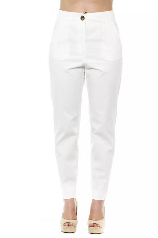 White Cotton Women Trouser