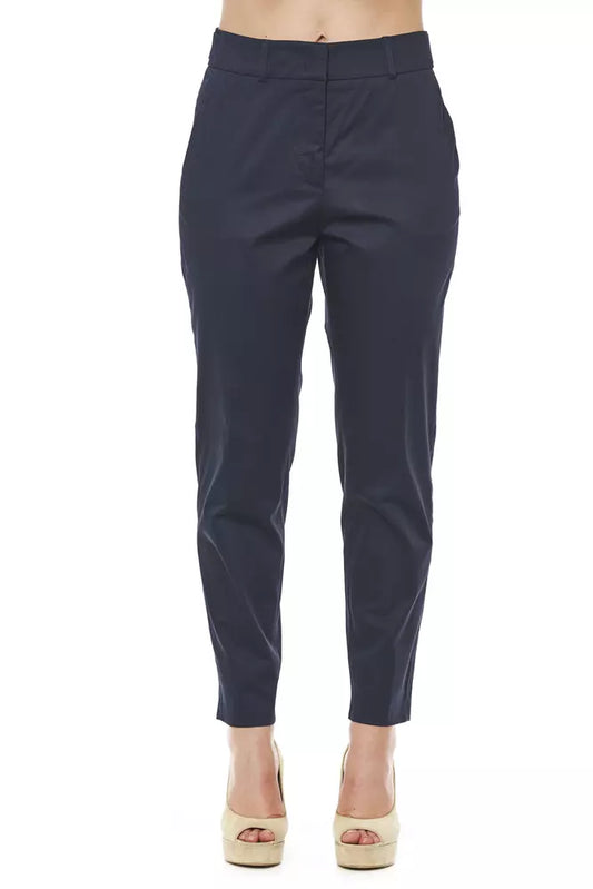 Blue Cotton Women Trouser