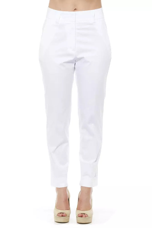 White Cotton Women Trouser