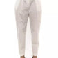 White Cotton Women Ankle Trouser