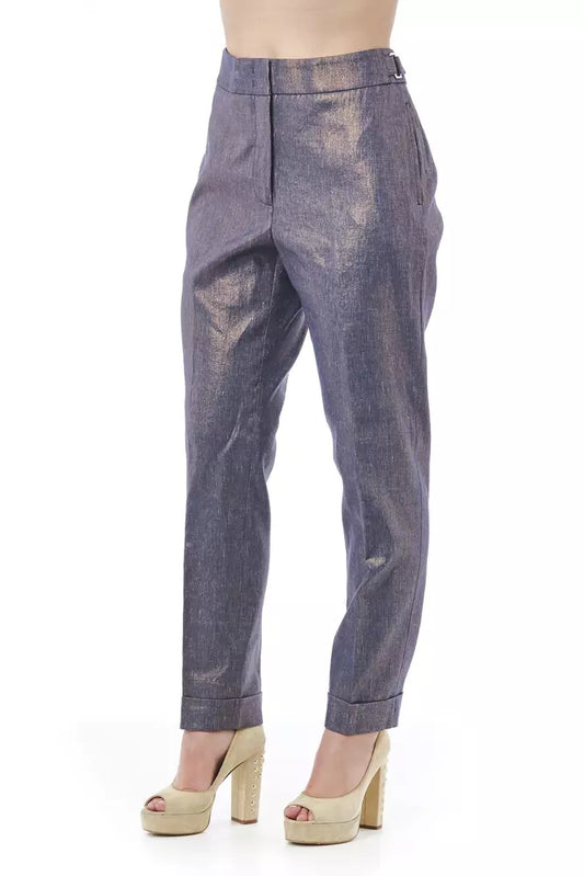 Blue Cotton Women Pants