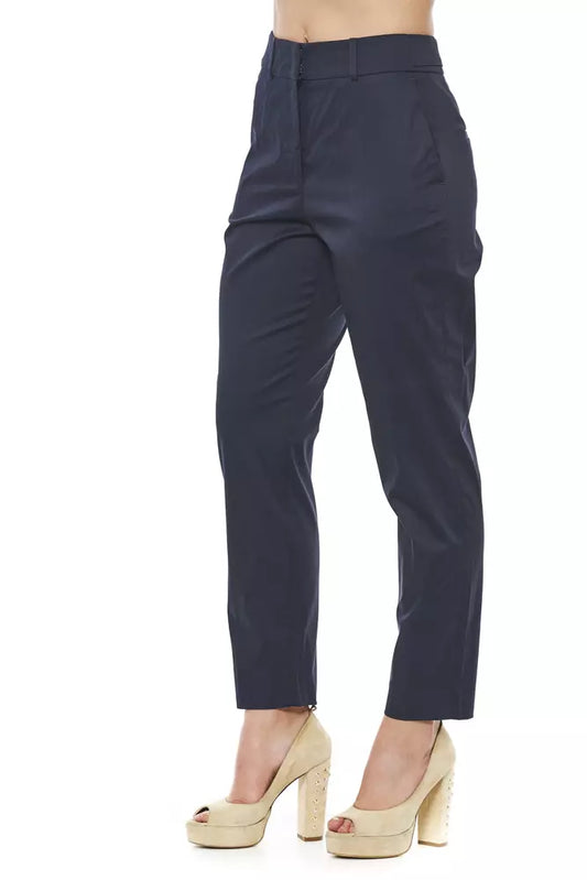 Blue Cotton Women Trouser