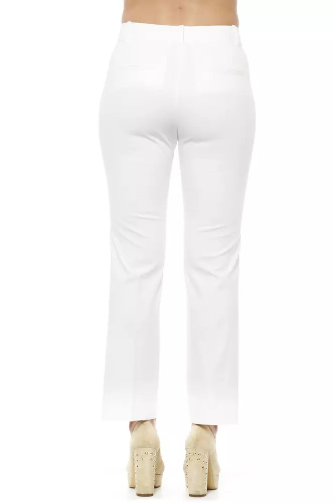 White Cotton Women Trouser