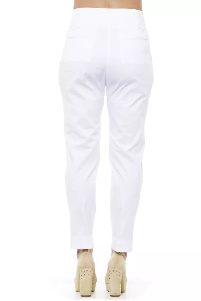 White Cotton Women Trouser